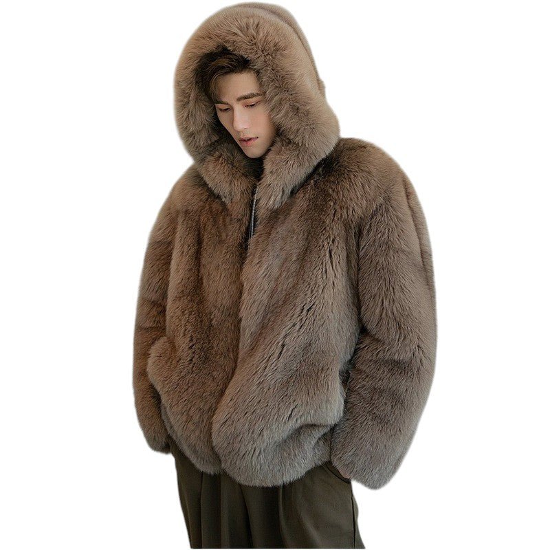 Wool Hooded Coat with Fleece Thickened Winter Warmth for Men's Comfort - Alpaca House