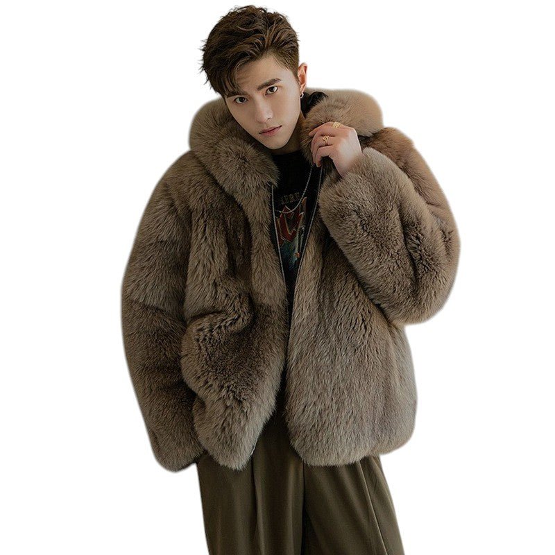 Wool Hooded Coat with Fleece Thickened Winter Warmth for Men's Comfort - Alpaca House