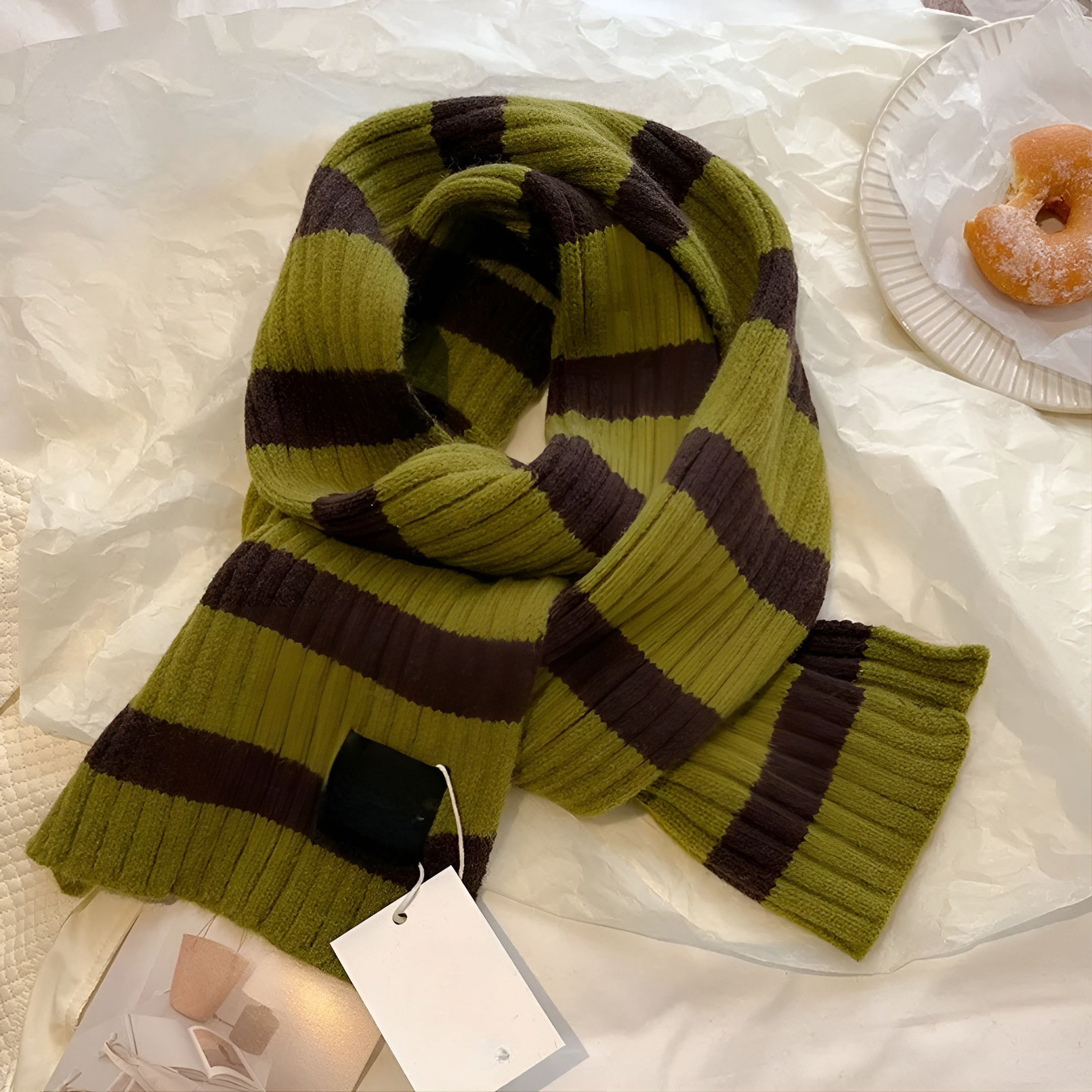 Wool Knitted Striped Scarf Warm, Soft Comfort with Modern Textured Style - Alpaca House