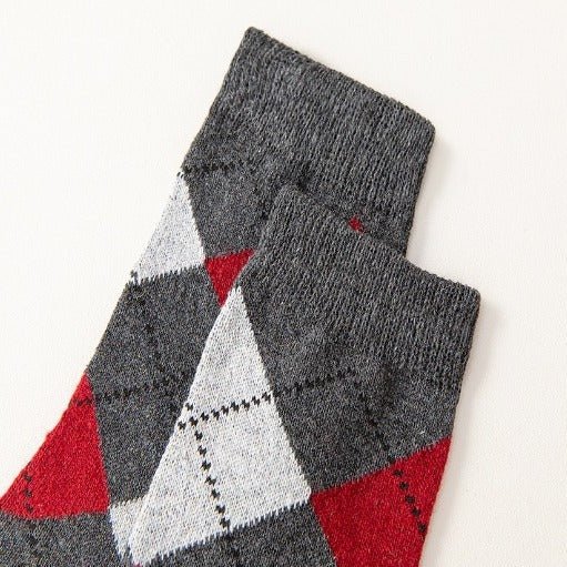 Wool Lined Socks With Flat Dotted Lines - Alpaca House