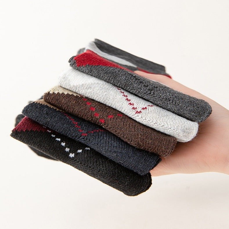 Wool Lined Socks With Flat Dotted Lines - Alpaca House