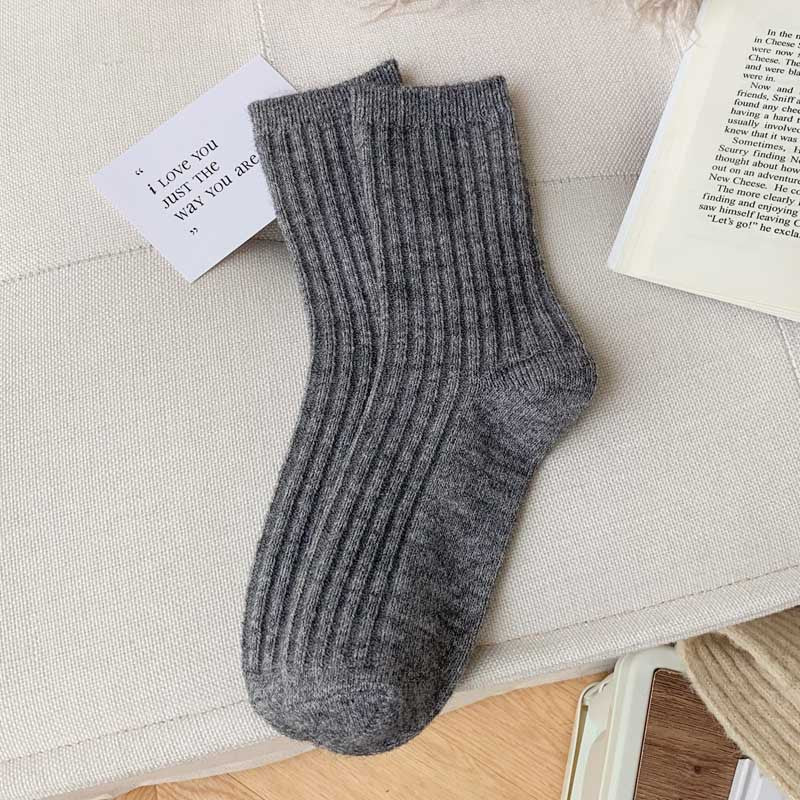 Wool Thickened Women's Medium Tube Solid Color Socks - Alpaca House