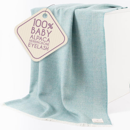 Alpaca Wool Throw Blanket – Herringbone Design