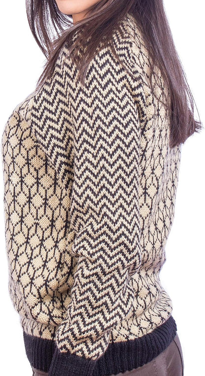 Alpaca Sweater – Black & Beige 