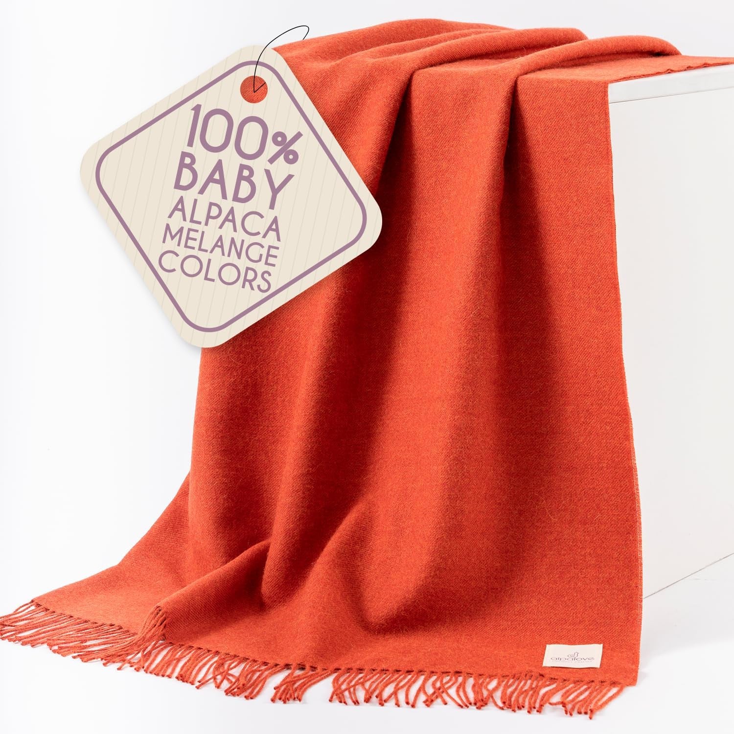 Alpaca Wool Throw Blanket – Herringbone Design