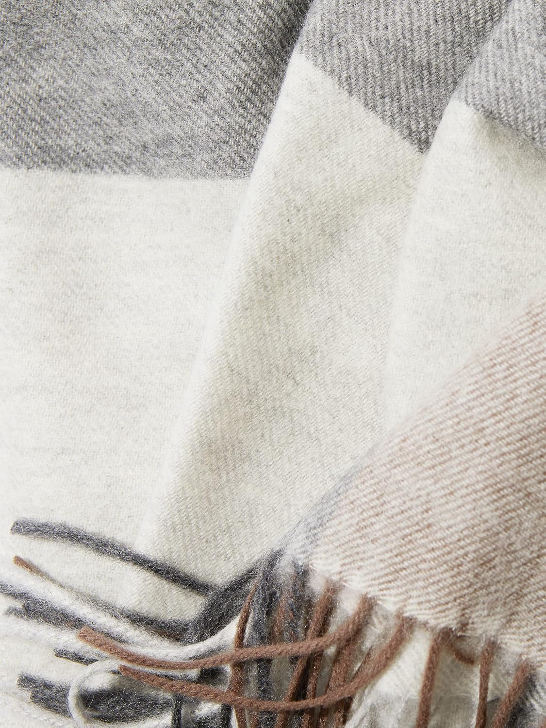 Multicolored Striped Home Throw Blanket with Decorative Fringe 100% Pure Cashmere Ultra Soft Accent Blanket for Couch, Sofa & Bed (Grey/Black/Brown, 70"X50")