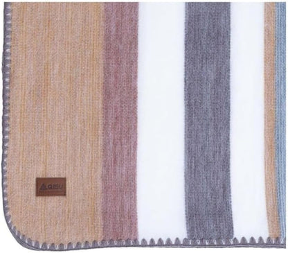 Alpaca Wool Blanket – Sea Foam Stripe