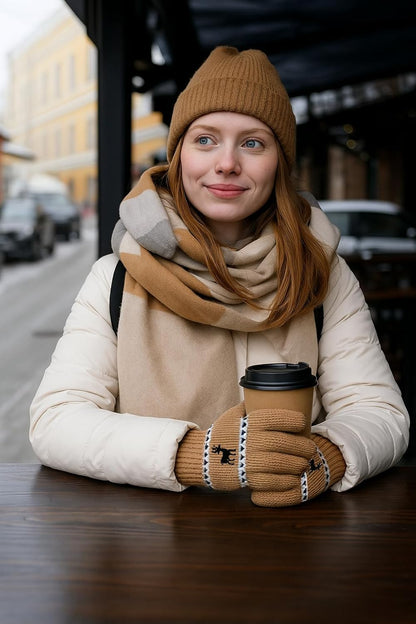 Alpaca Wool Gloves for Women Winter Knit Mittens for Womens