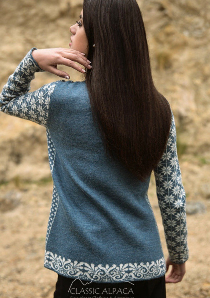 Norwegian Alpaca Jacket - Blue Design