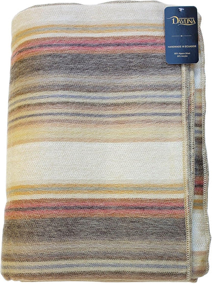 Alpaca Wool Throw Blanket – Queen, Beige-Brown