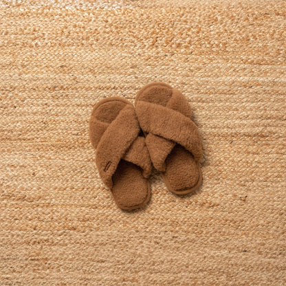Merino Cross Slippers – Fluffy Camel