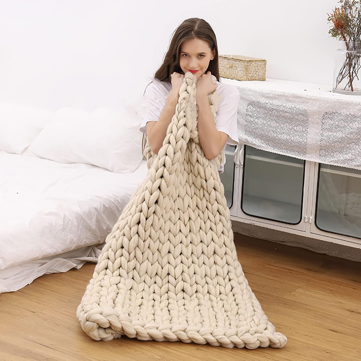 Merino Throw Blanket - Chunky Knit