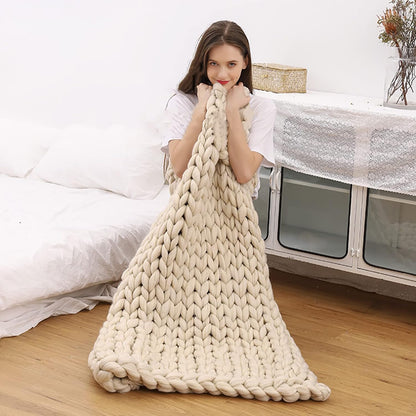 Merino Throw Blanket - Chunky Knit