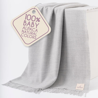 Alpaca Wool Throw Blanket – Herringbone Design