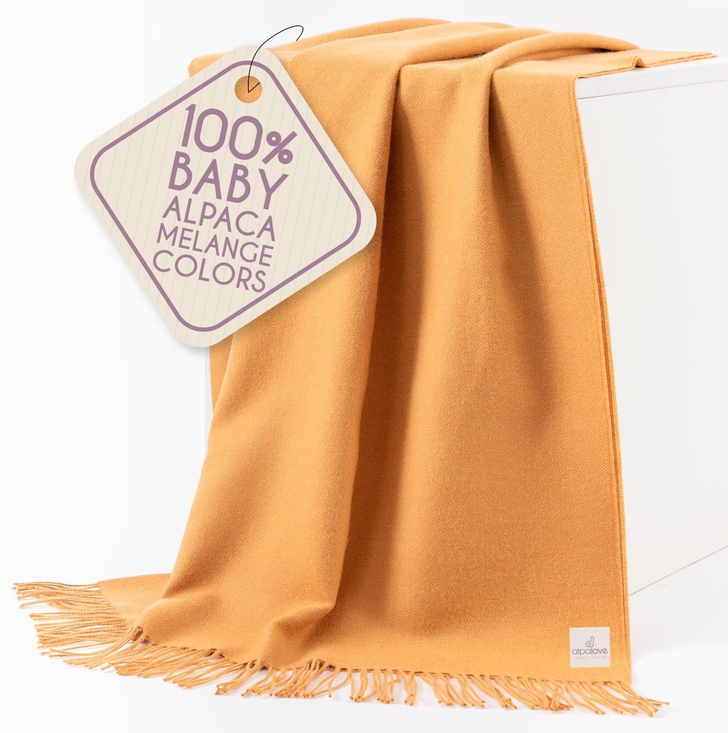 Alpaca Wool Throw Blanket – Herringbone Design