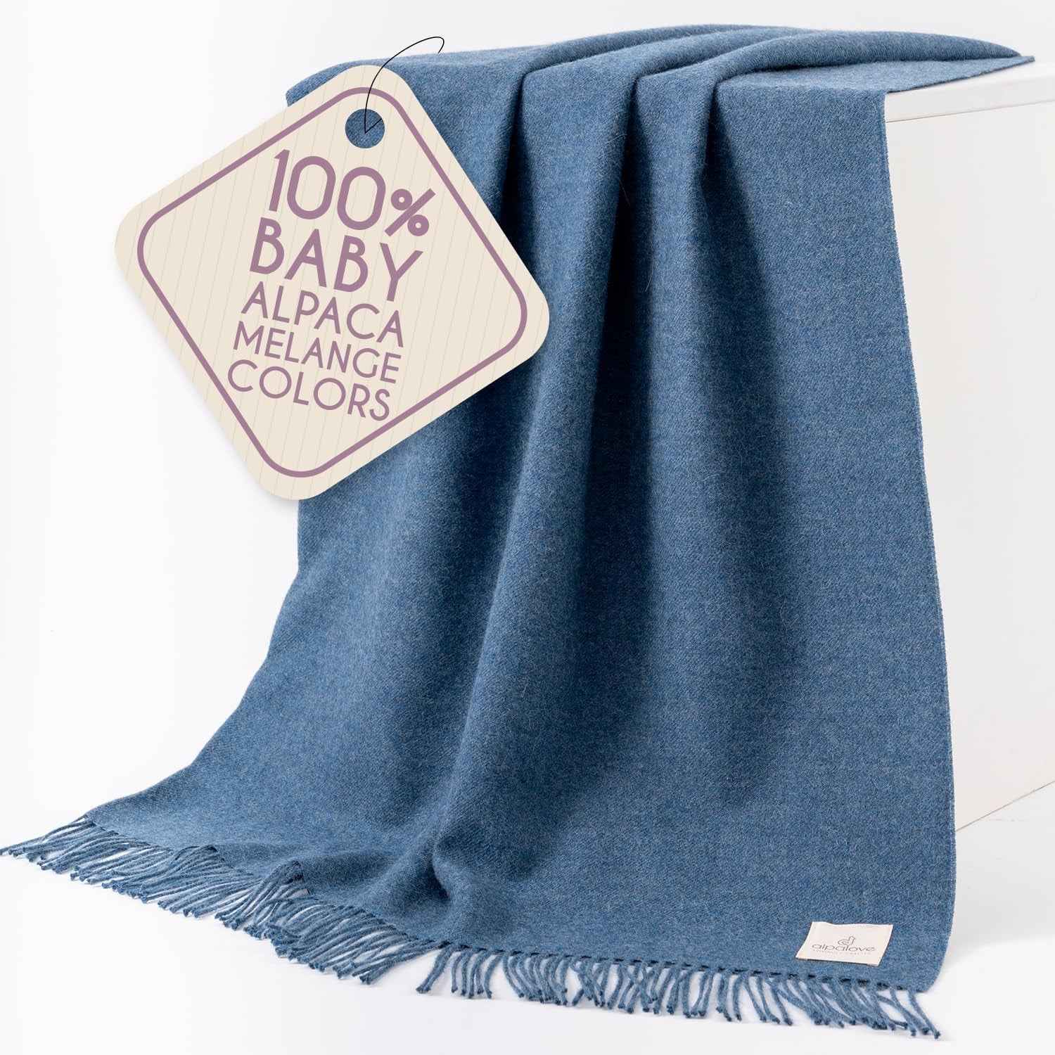 Alpaca Wool Throw Blanket – Herringbone Design