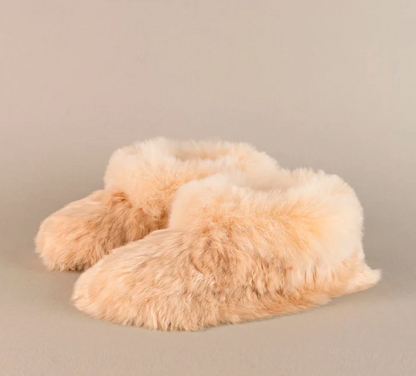 Beige Alpaca Slippers – Warm & Cozy
