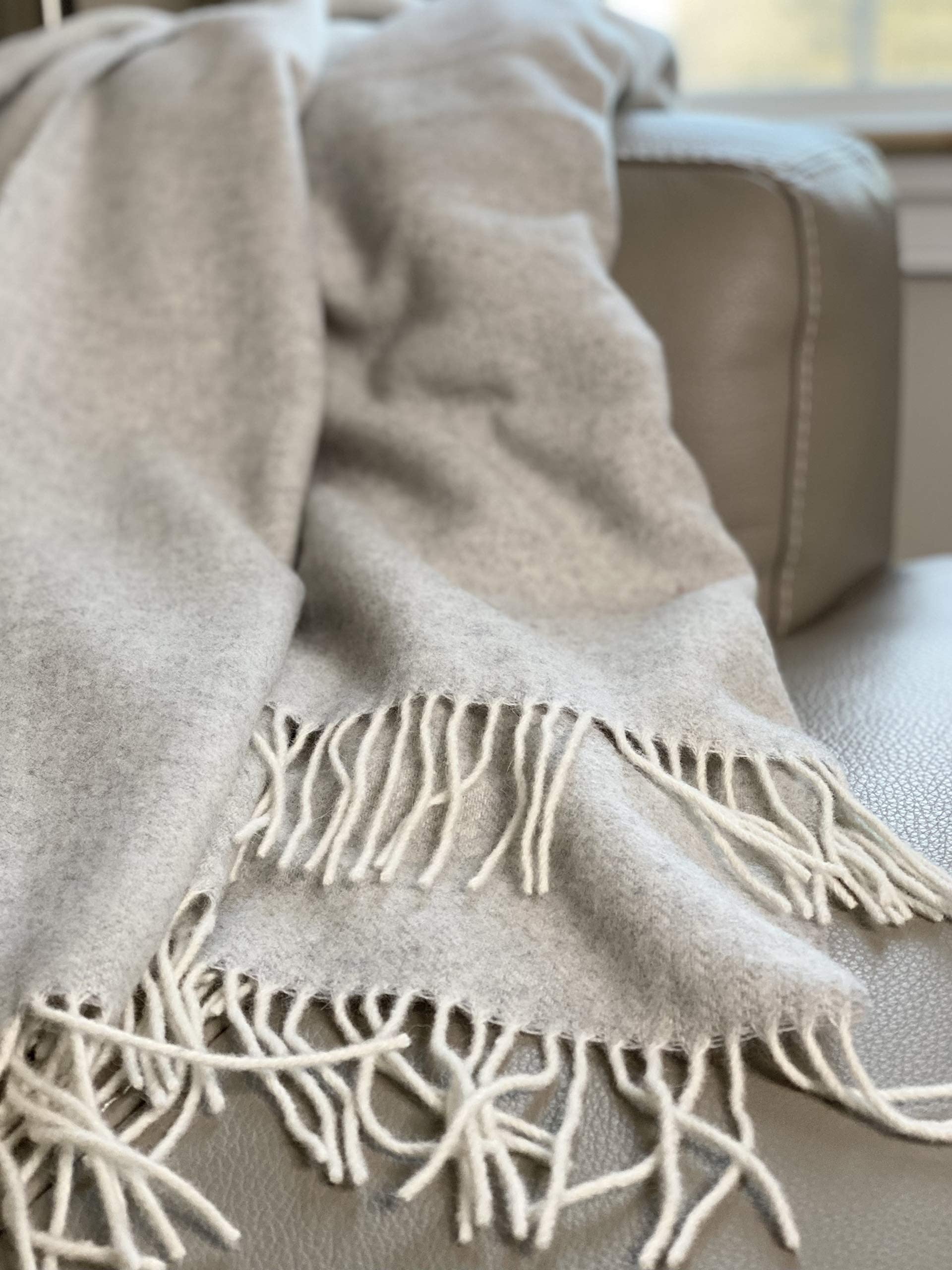 Merino Throw Blanket - Oversized Herringbone
