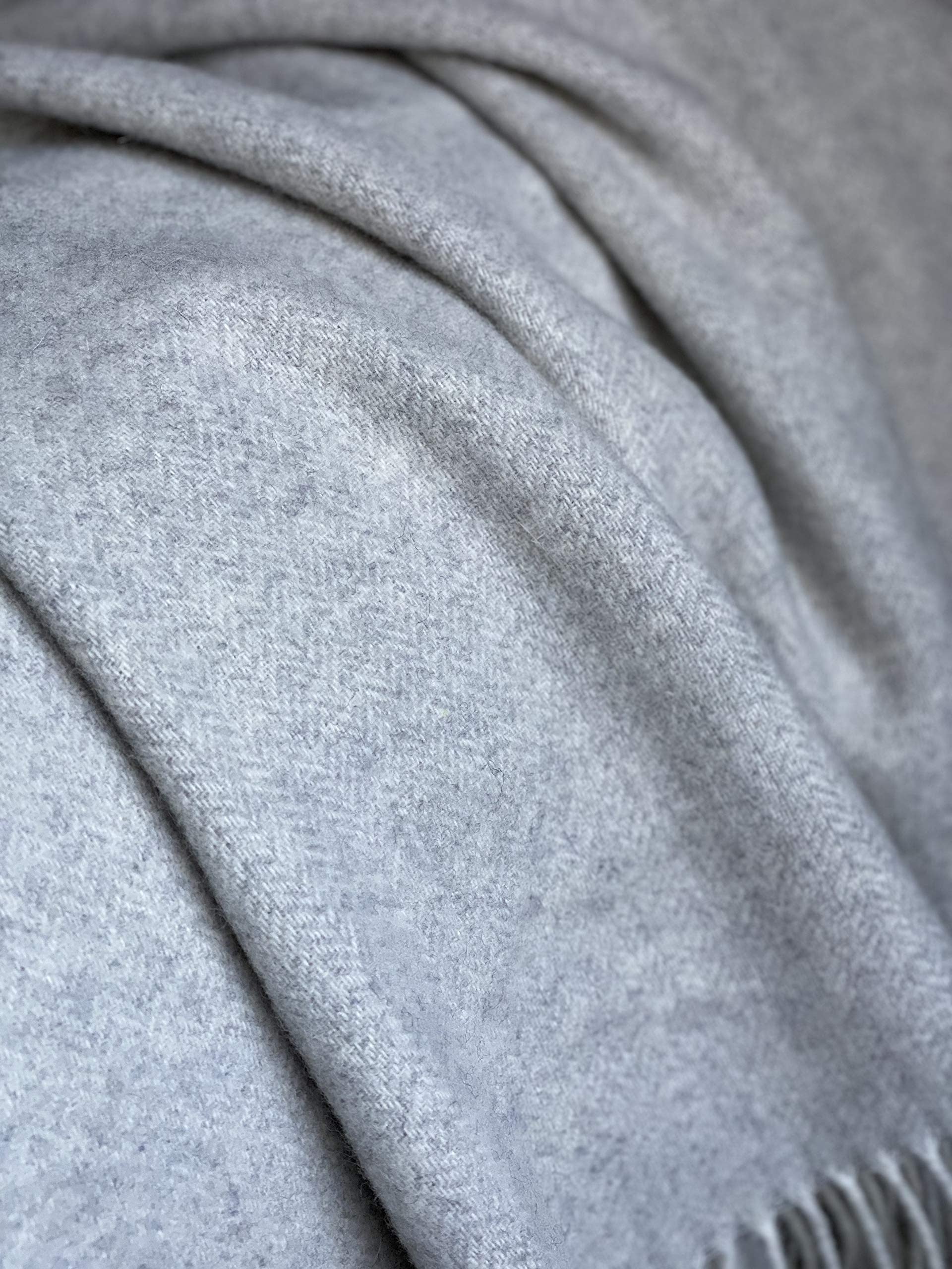 Merino Throw Blanket - Oversized Herringbone