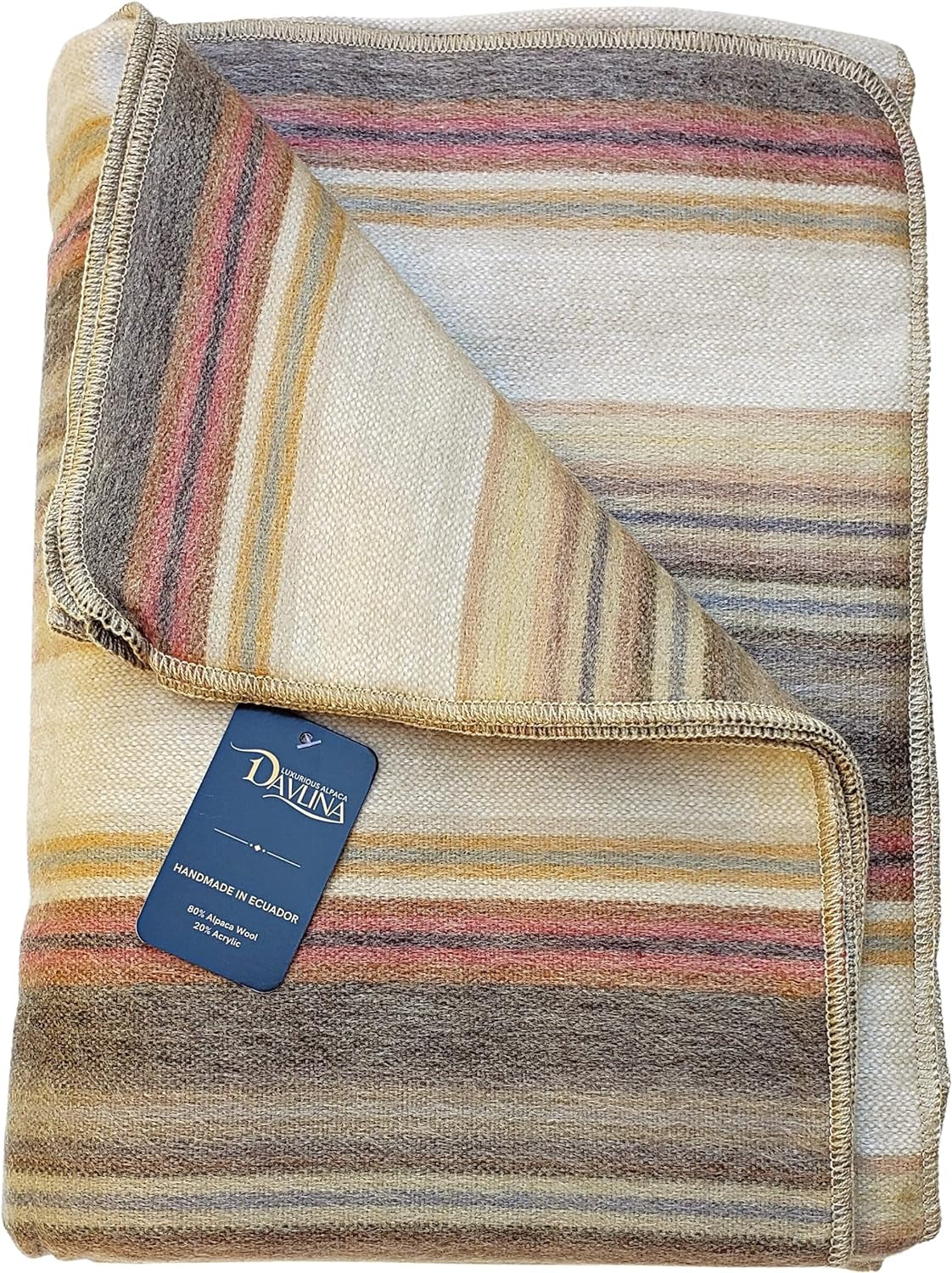 Alpaca Wool Throw Blanket – Queen, Beige-Brown
