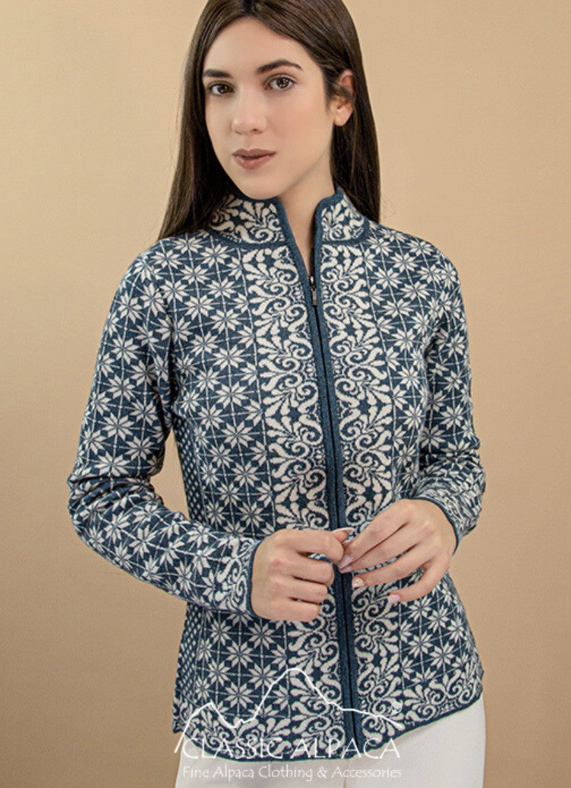 Norwegian Alpaca Jacket - Blue Design