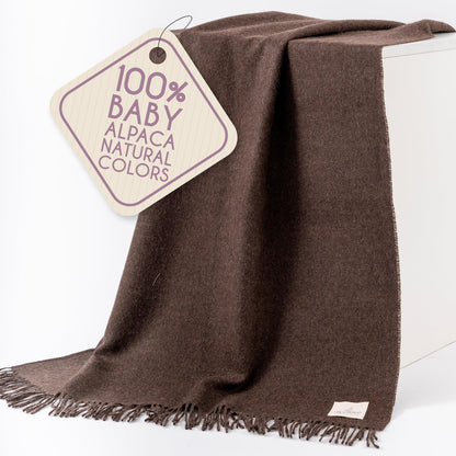 Alpaca Wool Throw Blanket – Herringbone Design