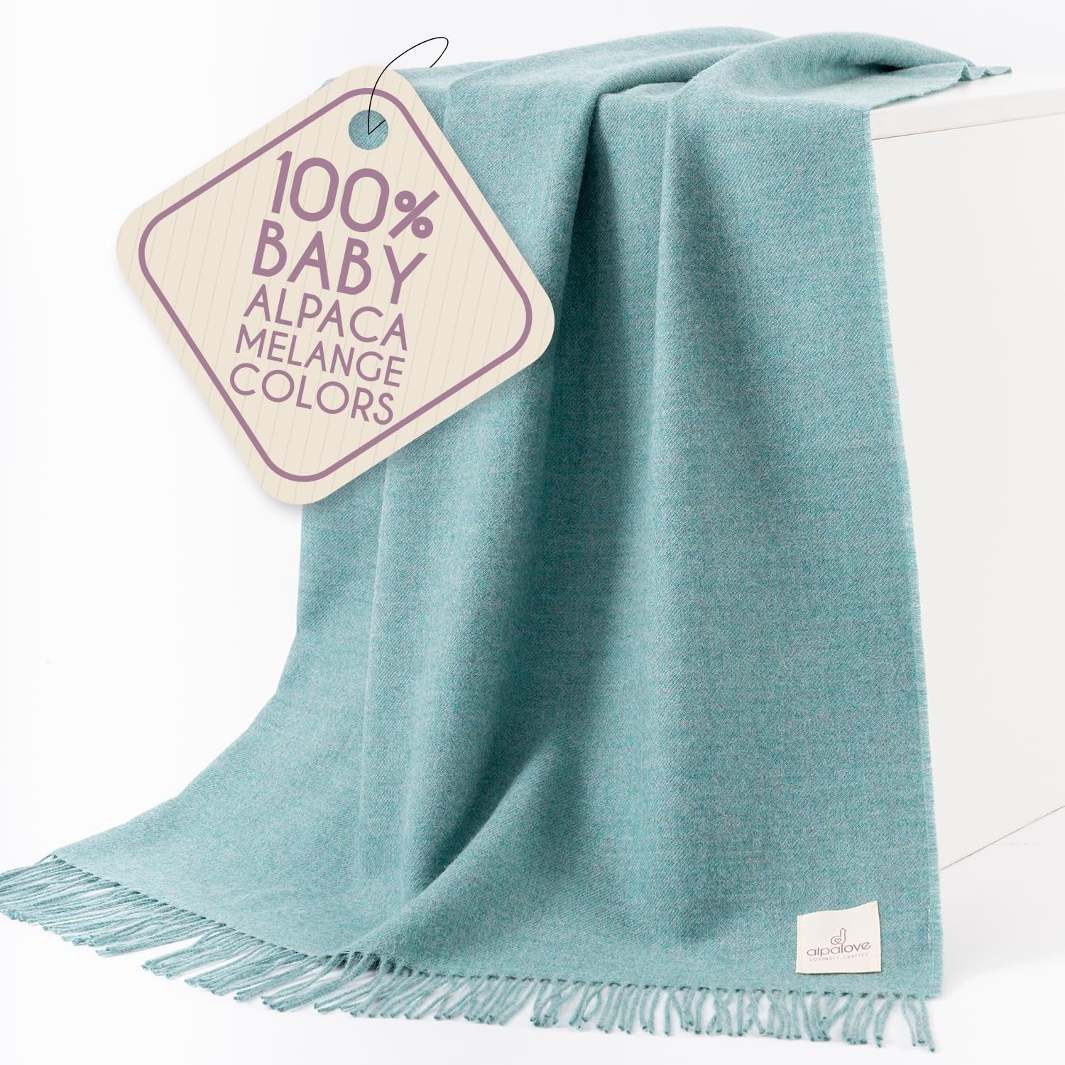 Alpaca Wool Throw Blanket – Herringbone Design