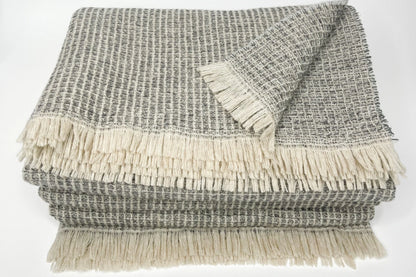 Merino Sofa Throw – Gray-Beige Texture Knit