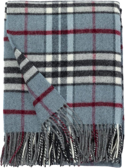 Merino Throw Blanket - Blue Plaid