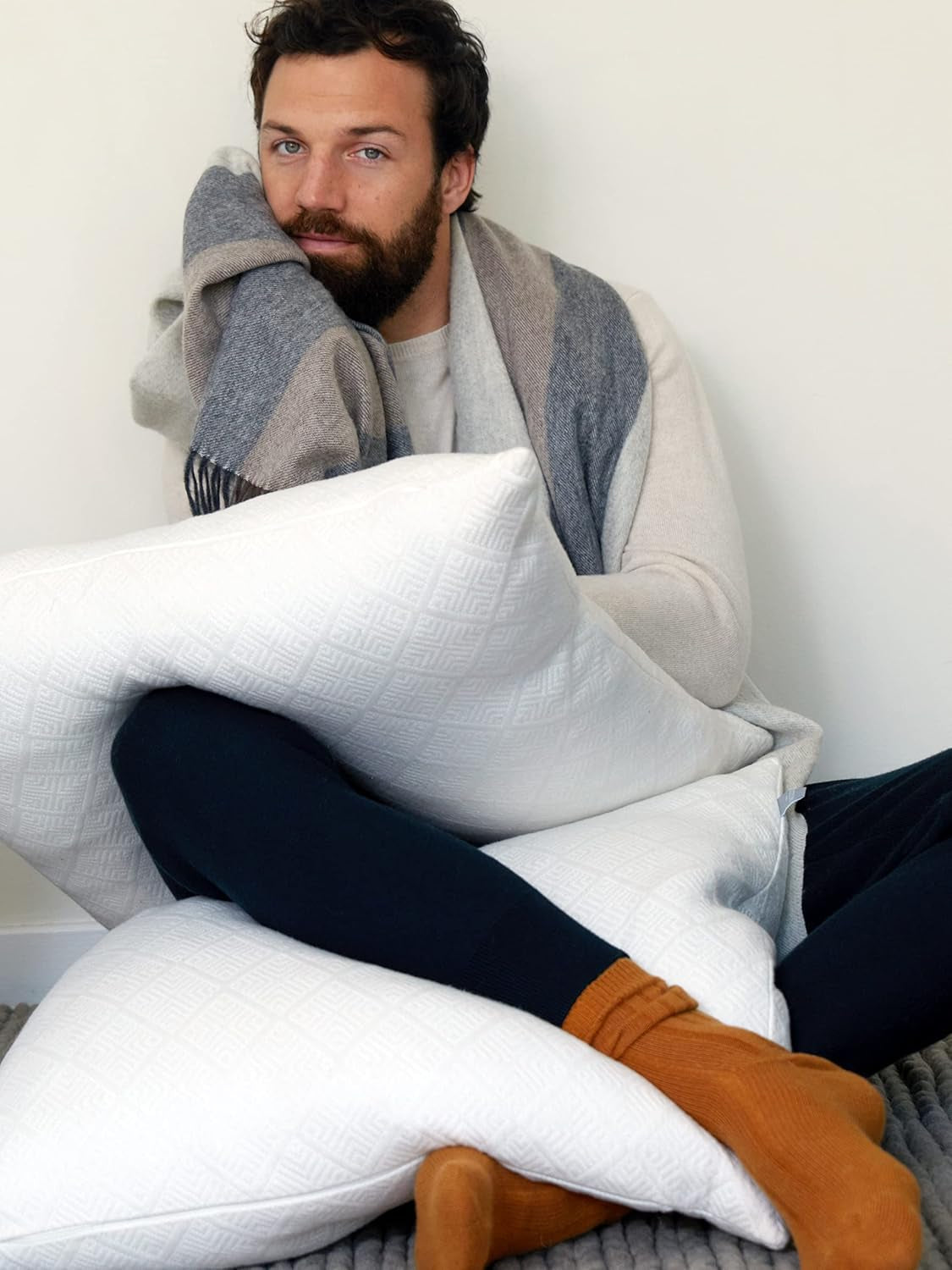 Multicolored Striped Home Throw Blanket with Decorative Fringe 100% Pure Cashmere Ultra Soft Accent Blanket for Couch, Sofa & Bed (Grey/Black/Brown, 70"X50")