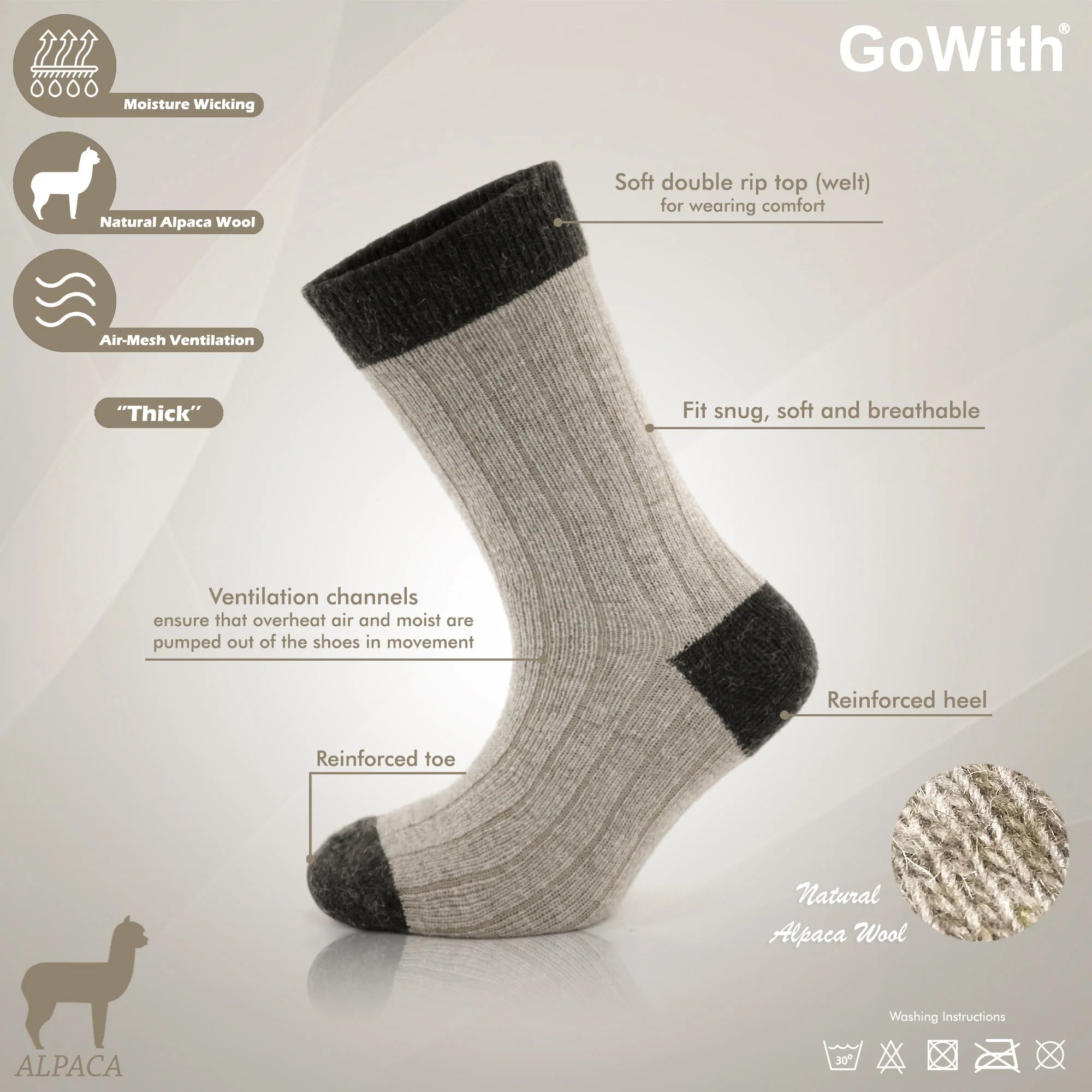 Alpaca Wool Socks for Kids | Brown Wool Socks for Toddlers