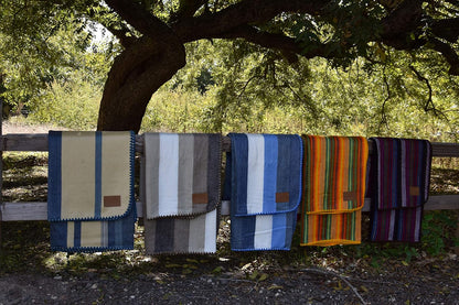 Alpaca Wool Blanket – Sea Foam Stripe