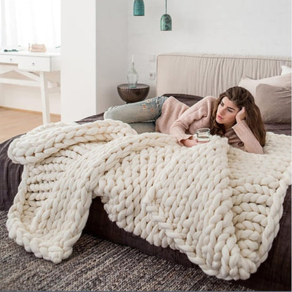 Merino Throw Blanket - Chunky Knit