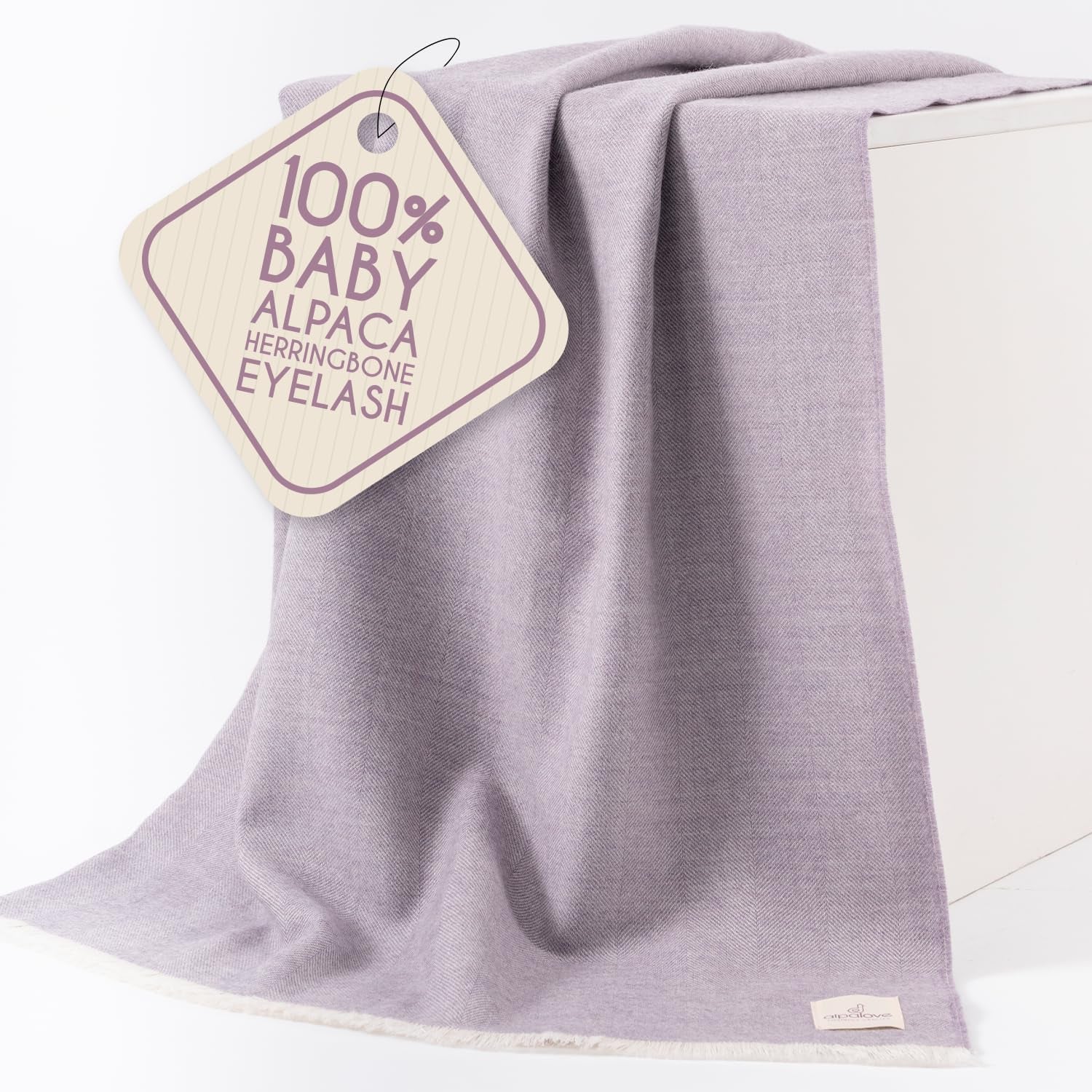 Alpaca Wool Throw Blanket – Herringbone Design