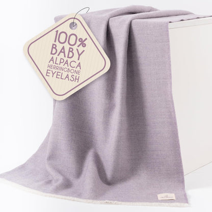 Alpaca Wool Throw Blanket – Herringbone Design