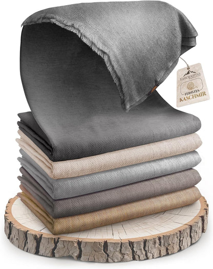 Cashmere Throw Blanket – Patterned Herringbone