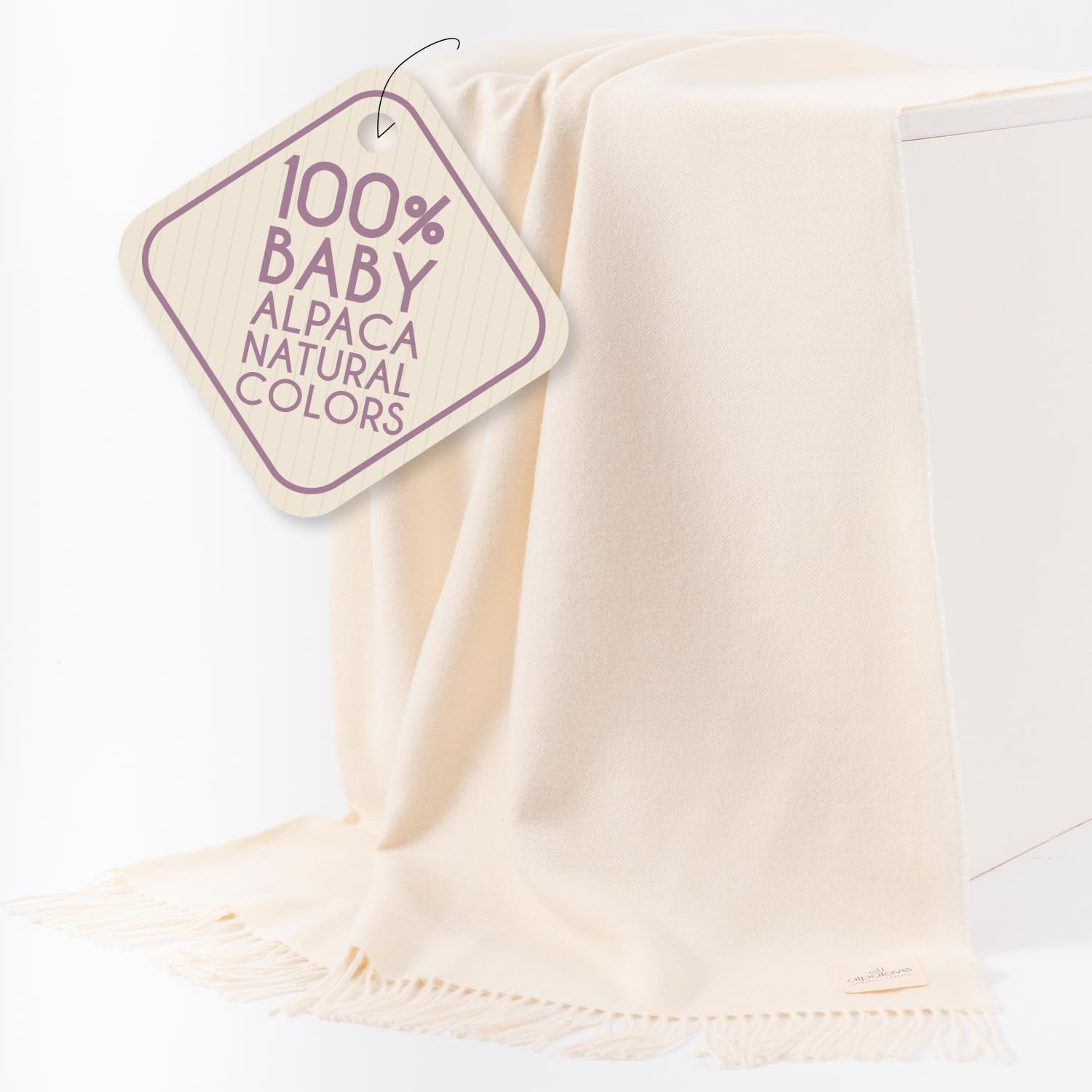 Alpaca Wool Throw Blanket – Herringbone Design