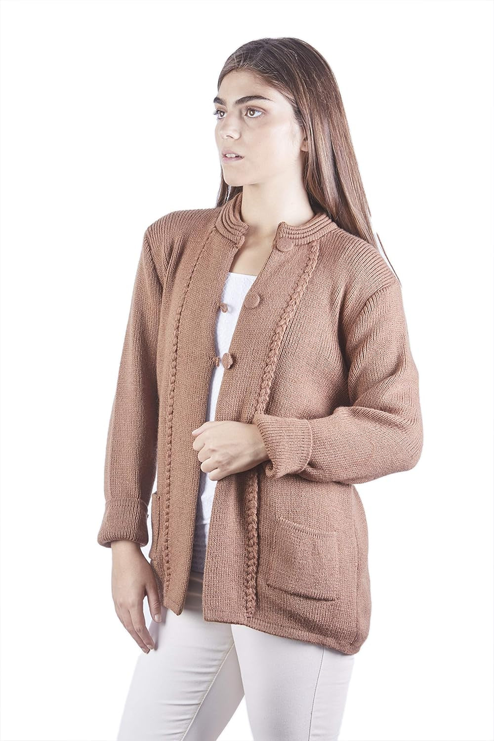 Alpaca Wool Sweater with Buttons – Soft & Foldable