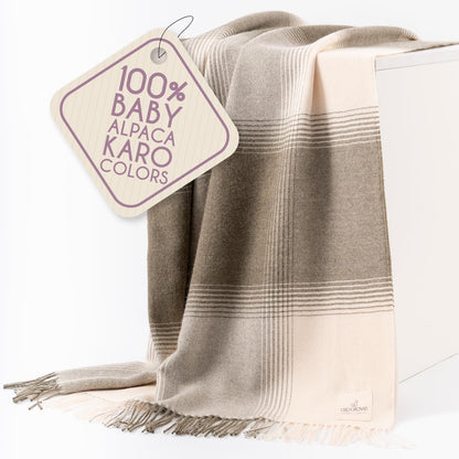 Alpaca Wool Throw Blanket – Herringbone Design