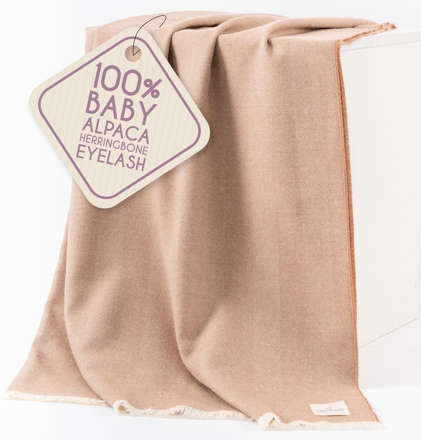 Alpaca Wool Throw Blanket – Herringbone Design