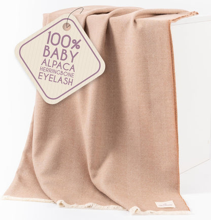 Alpaca Wool Throw Blanket – Herringbone Design