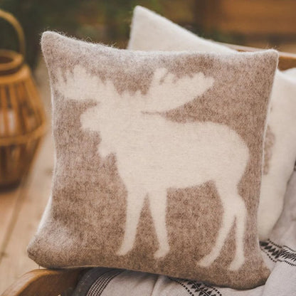 Merino Pillow Cover – Beige Moose Design