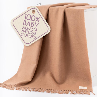 Alpaca Wool Throw Blanket – Herringbone Design