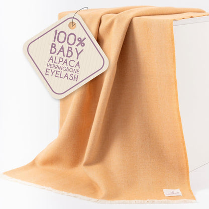 Alpaca Wool Throw Blanket – Herringbone Design