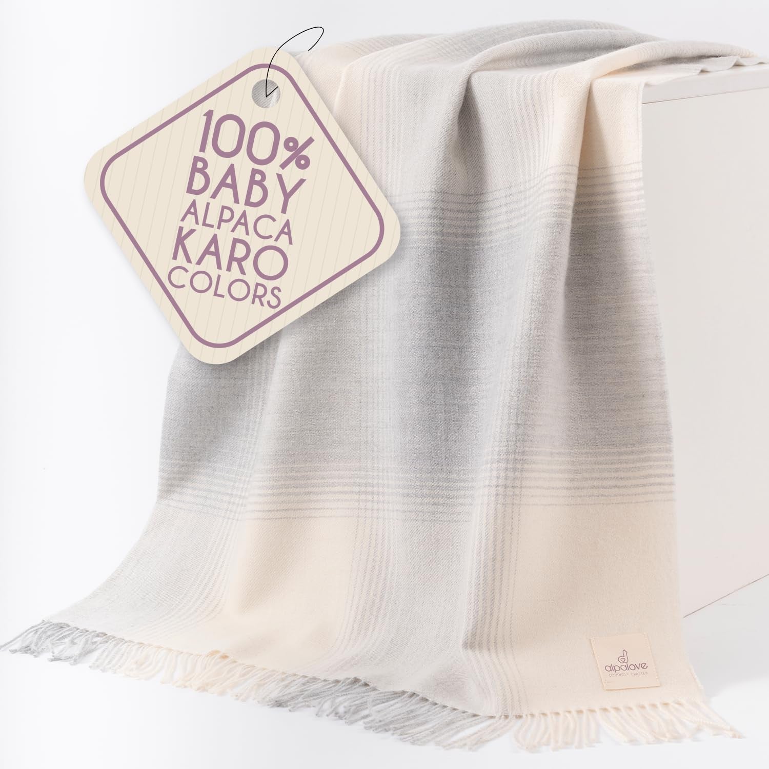 Alpaca Wool Throw Blanket – Herringbone Design