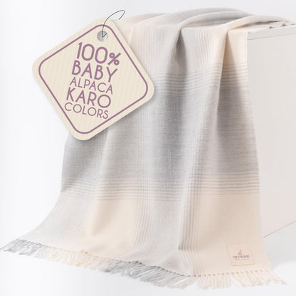 Alpaca Wool Throw Blanket – Herringbone Design