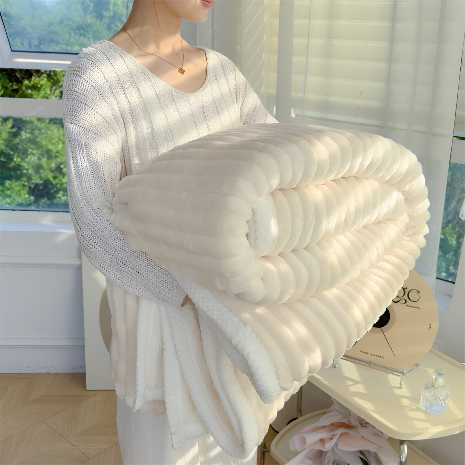 Angora Wool Sofa Blanket Thickened Roman - Pattern Warmth with Luxurious Soft Texture - Alpaca House