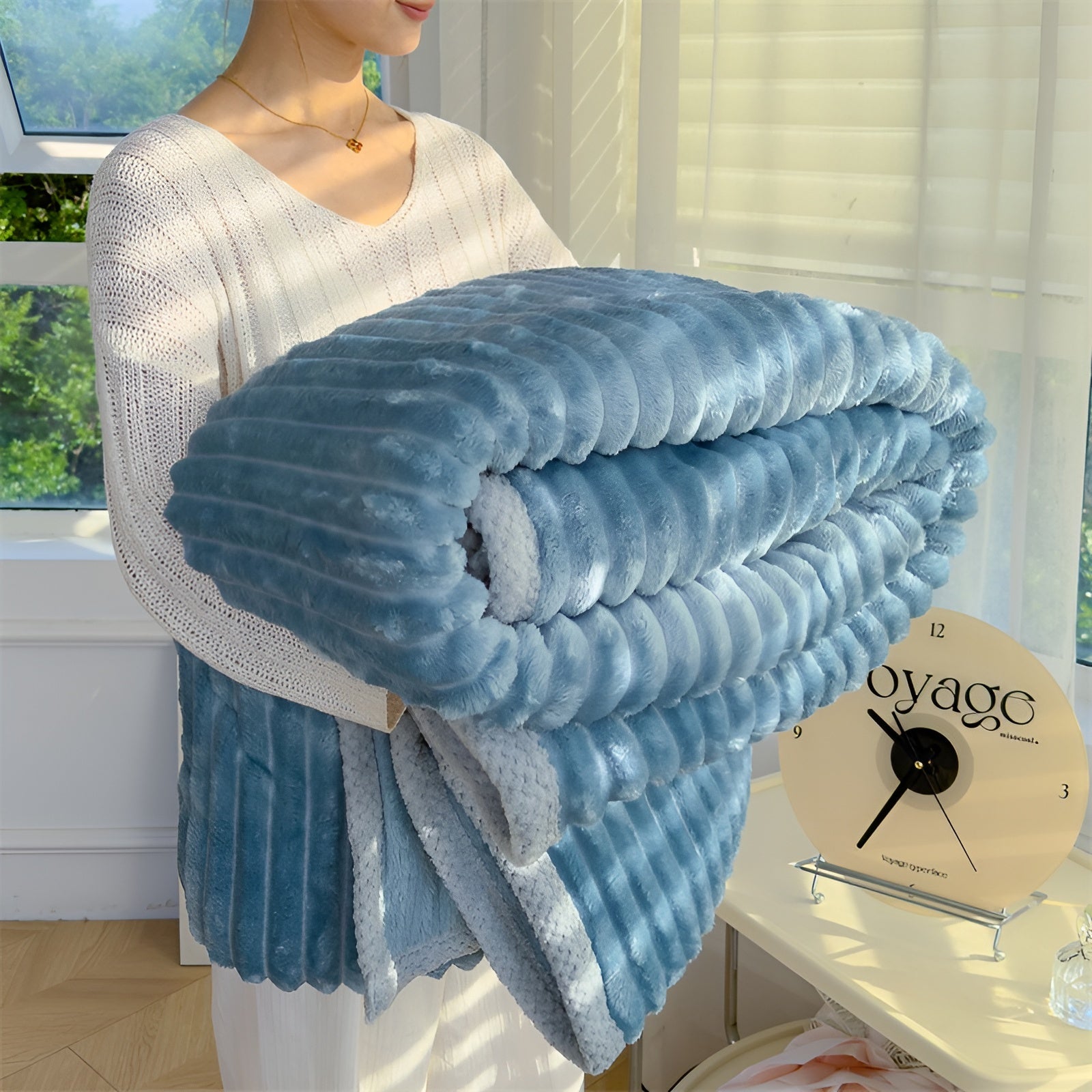 Angora Wool Sofa Blanket Thickened Roman - Pattern Warmth with Luxurious Soft Texture - Alpaca House