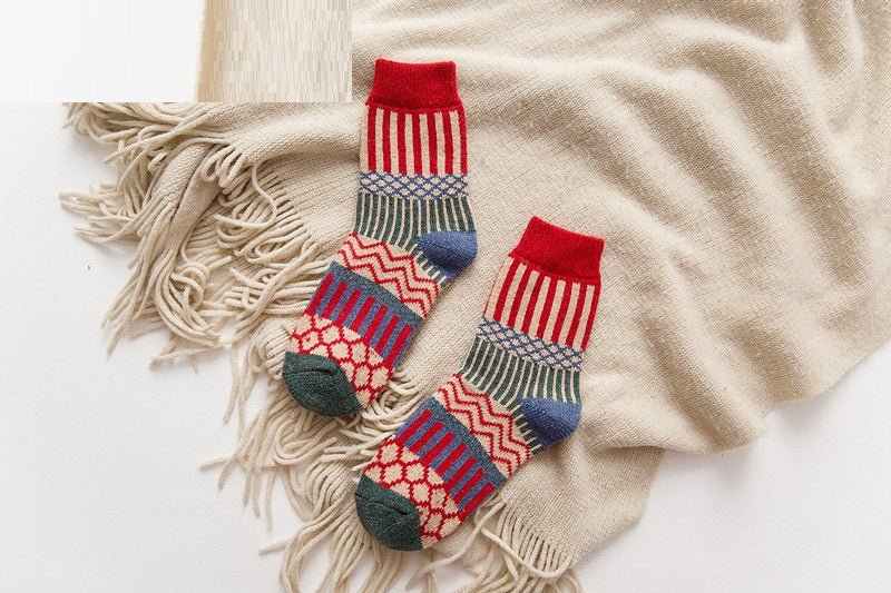 Autumn And Winter Double Needle Thickened Warm Ladies Rabbit Wool Socks - Alpaca House