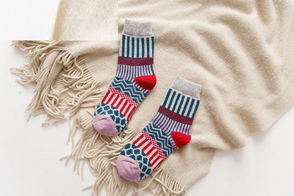 Autumn And Winter Double Needle Thickened Warm Ladies Rabbit Wool Socks - Alpaca House